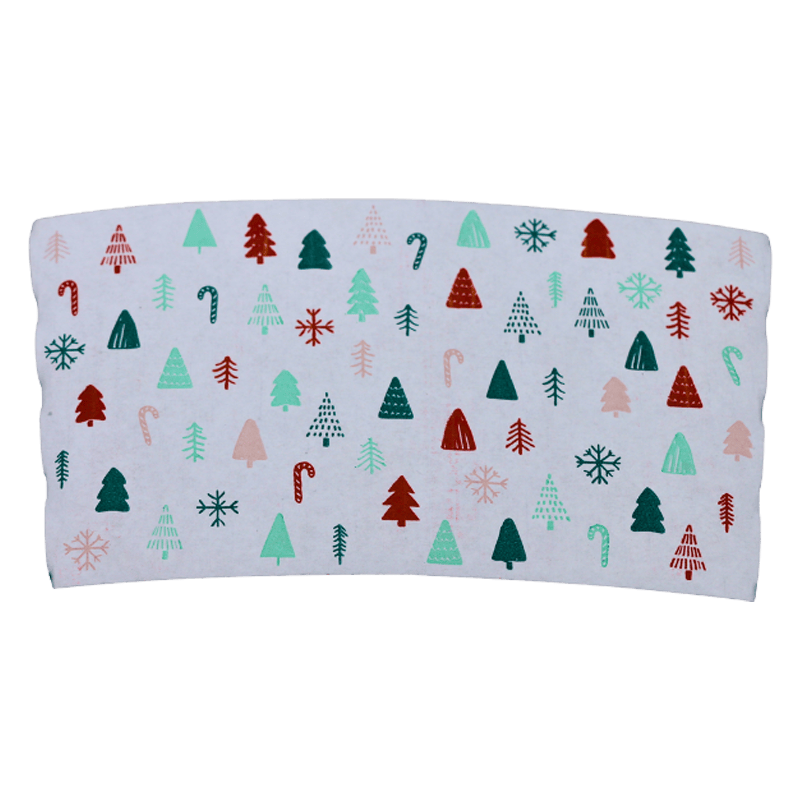 แขนถ้วยกาแฟกระดาษพิมพ์ต้นคริสต์มาส